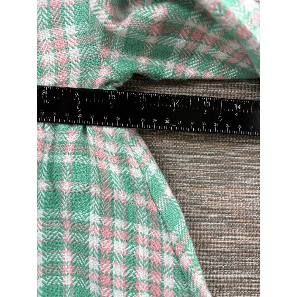 The Beaufort Bonnet Company Coat Girls 18-24 Months Green Plaid Lined Peacoat